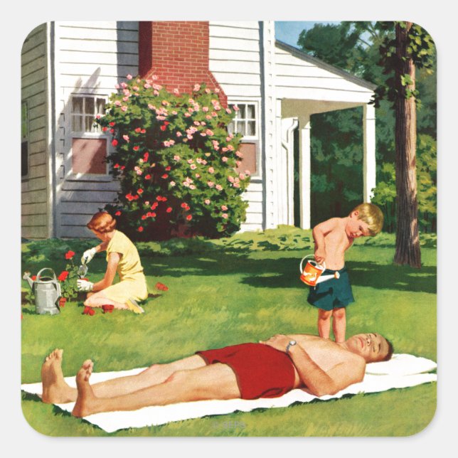 Watering Father Square Sticker (Front)