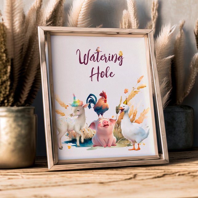 Watering Hole Farm Animals Birthday Party Poster (Creator Uploaded)
