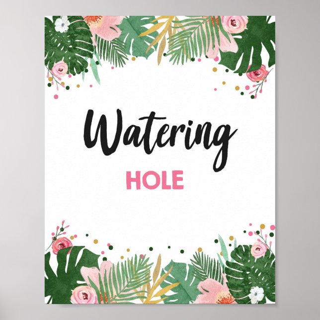 Watering Hole Tropical Safari Girl Birthday Sign (Front)