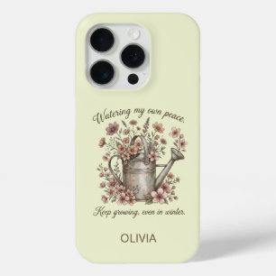 Watering My Own Peace Vintage Floral Botanical iPhone 15 Pro Case