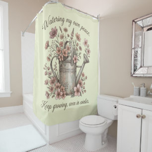 Watering My Own Peace Vintage Floral Botanical Shower Curtain