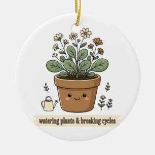 Watering Plants and Breaking Cycles Ceramic Tree Decoration
