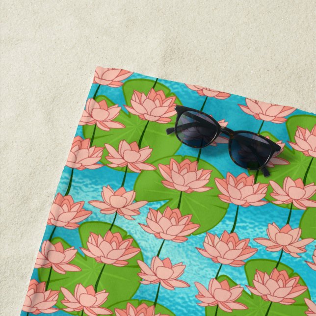 Waterlilies Beach Towel (In Situ)