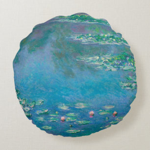 Waterlilies by Claude Monet Fine Art Painting Round Cushion