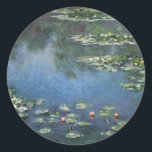 Waterlilies by Claude Monet, Vintage Flowers Classic Round Sticker<br><div class="desc">Water Lilies (1906) by Claude Monet is a vintage impressionism fine art landscape floral painting. It is one of many variations of water lily paintings that Monet painted in his flower garden in Giverny, France. Waterlily flowers in a spring season pond. About the artist: Claude Monet (1840-1926) was a founder...</div>