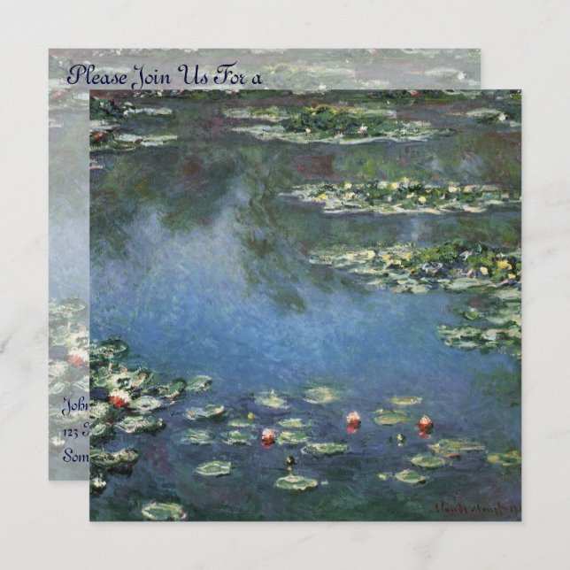 Waterlilies by Claude Monet, Vintage Flowers Invitation (Front/Back)