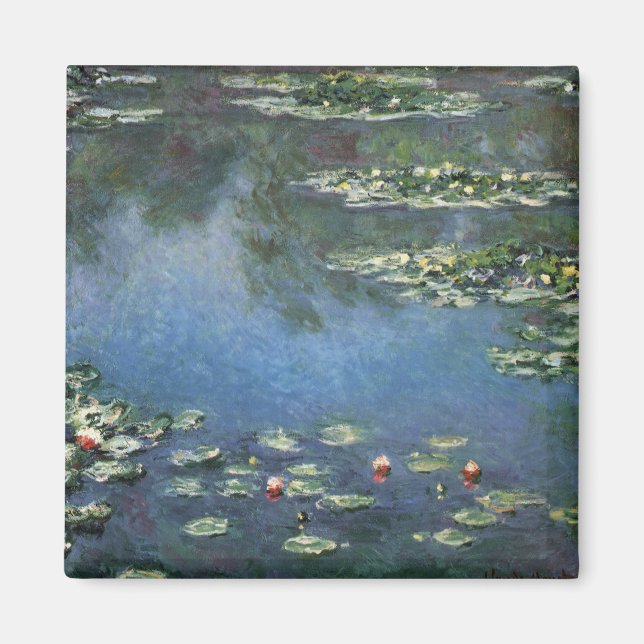 Waterlilies by Claude Monet, Vintage Flowers Magnet (Front)