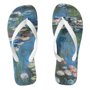 Waterlilies by Claude Monet, Vintage Impressionism Jandals