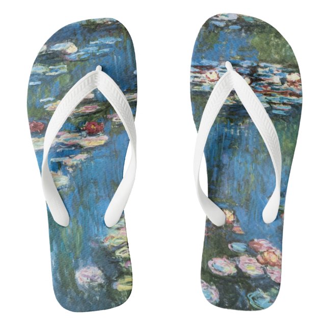 Waterlilies by Claude Monet, Vintage Impressionism Jandals (Footbed)