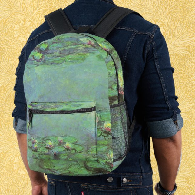 Waterlilies by Claude Monet, Vintage Impressionism Printed Backpack (Waterlilies by Claude Monet, Vintage Impressionism Printed Backpack)