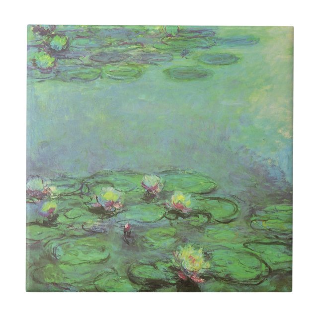 Waterlilies by Claude Monet, Vintage Impressionism Tile (Front)