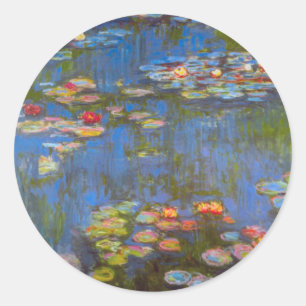 Waterlilies by Claude Monet, Vintage Nature Art Classic Round Sticker