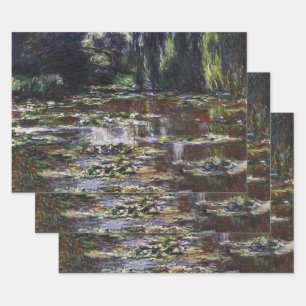 Waterlilies in Pond by Claude Monet, Vintage Art Wrapping Paper Sheet