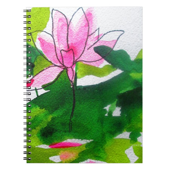 Waterlily abstract watercolour flower art notebook (Front)