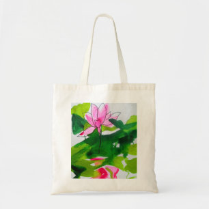 Waterlily abstract watercolour flower art tote bag