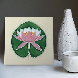 Waterlily Art Nouveau Vintage Decor Boch Frères Tile