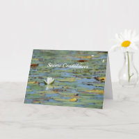 Waterlily Lake Flower Watercolor Sympathy Card