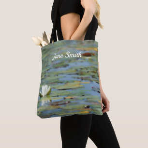 Waterlily Lake Flower Watercolor Tote Bag