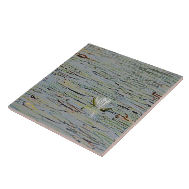 Waterlily Lake Wildflower Ceramic Tile (Side)