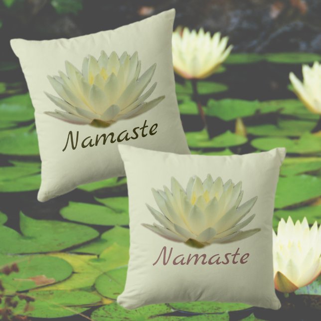 Waterlily Lotus Pastel Yellow Green Floral Cushion (Creator Uploaded)