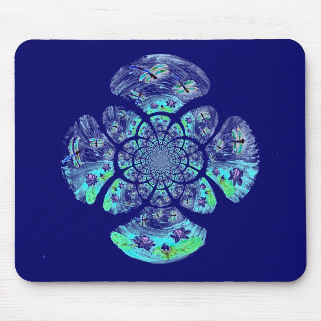 Waterlily Nature Pattern Dragonflies Mouse Pad (Front)