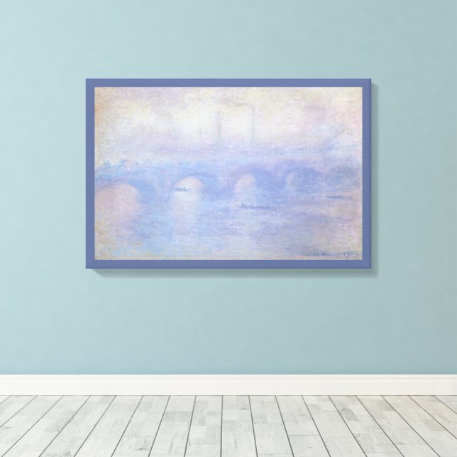 Waterloo Bridge, Mist Effect by Claude Monet Canvas Print (Insitu(Wood Floor))