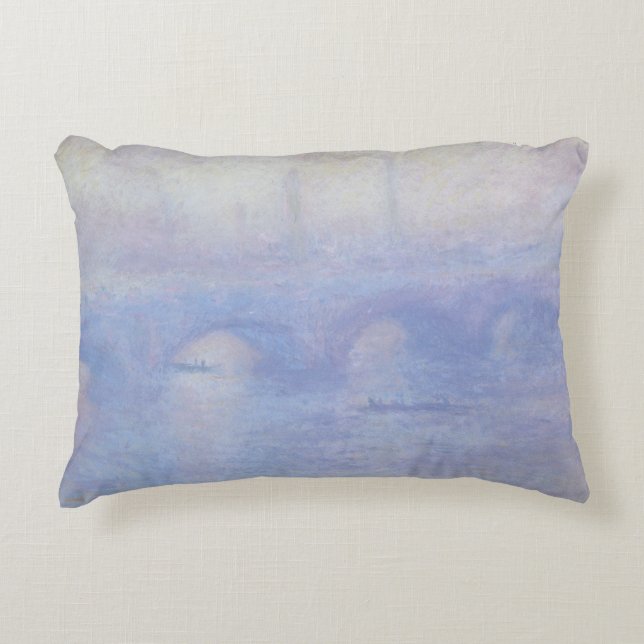 Waterloo Bridge, Mist Effect by Claude Monet Decorative Cushion (Front)