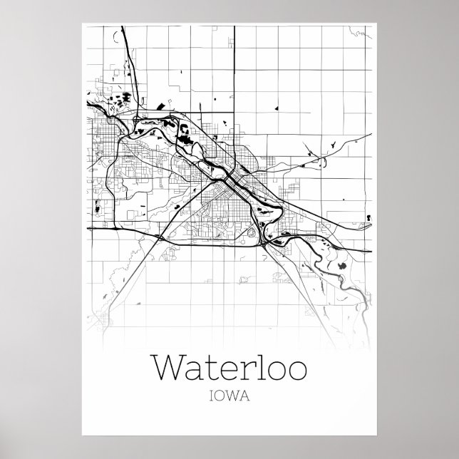 Waterloo Map - Iowa - City Map Poster (Front)