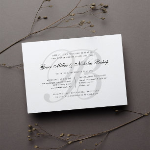 Watermark Elegant Monogram Rehearsal Dinner Invitation