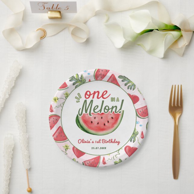 Watermelon 1st Birthday Summer Party Paper Plate (Wedding)