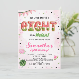 Watermelon 8th Birthday Party Invitation