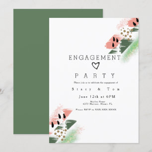 Watermelon Abstract Organic Brush Engagement Party Invitation