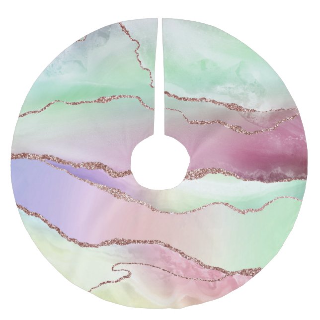 Watermelon Agate | Neo Mint Green and Cassis Pink Brushed Polyester Tree Skirt (Front)