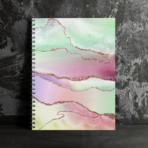 Watermelon Agate Neo Mint Green and Cassis Pink Notebook