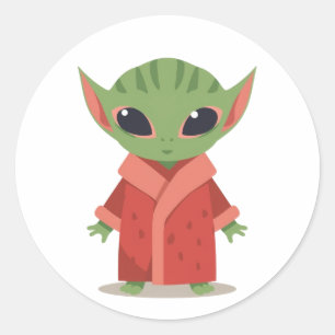 Watermelon Alien – Cute Summer Fruit Art Classic Round Sticker