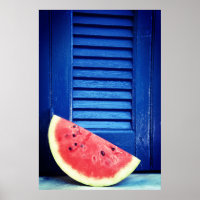 Watermelon and Blue window Poster