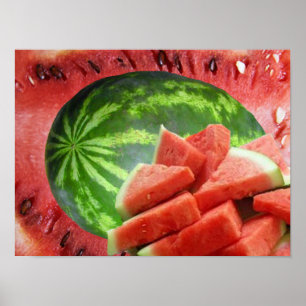 Watermelon and Cut Slices Small Poster