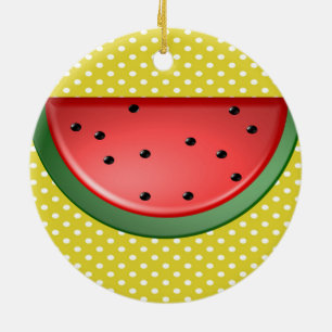 Watermelon and Polks Dots Ceramic Tree Decoration