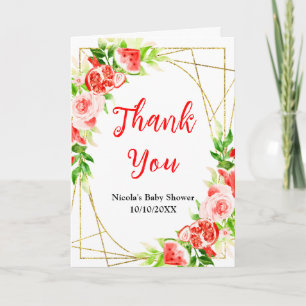 Watermelon and Pomegranate Baby Shower Thank You Card