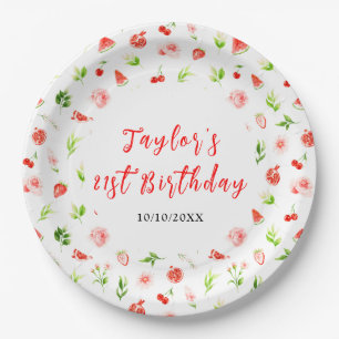 Watermelon and Pomegranate Birthday Paper Plate