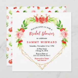 Watermelon and Pomegranate Bridal Shower Invitation
