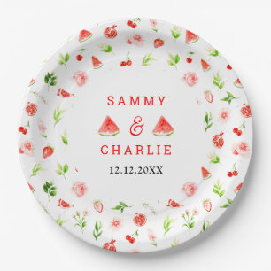 Watermelon and Pomegranate Wedding Paper Plate