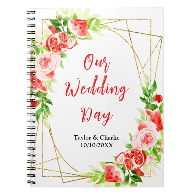 Watermelon and Pomegranate Wedding Planner Notebook (Front)