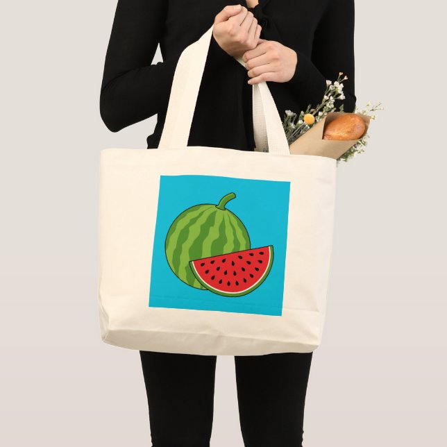Watermelon and Slice Large Tote Bag (Front (Product))