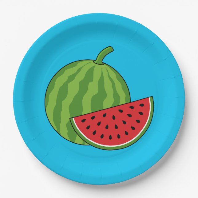 Watermelon and Slice Paper Plate (Front)