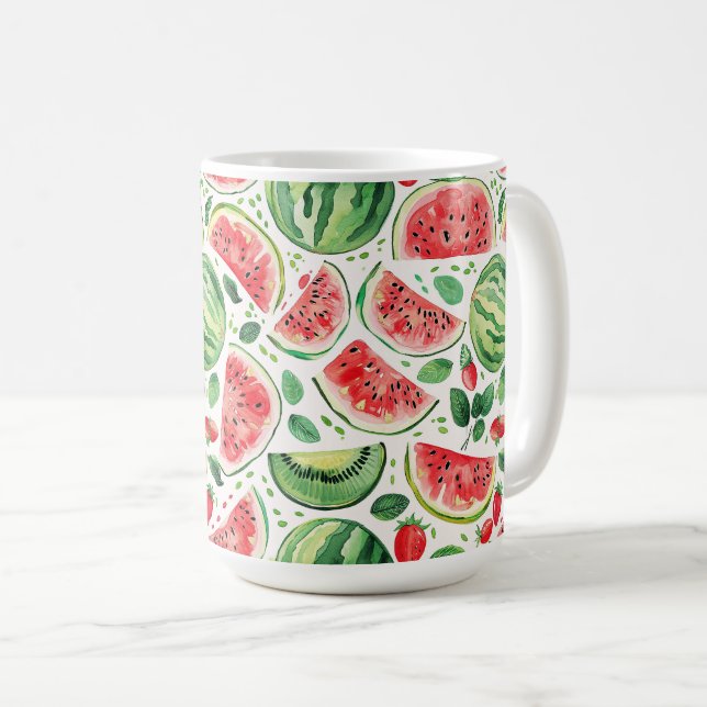 Watermelon and Summer Fruit Pattern  Coffee Mug (Front Right)