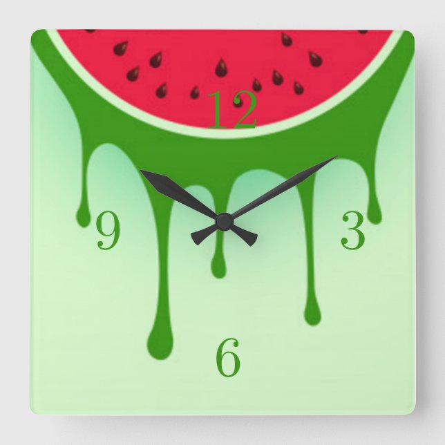 Watermelon art square wall clock (Front)
