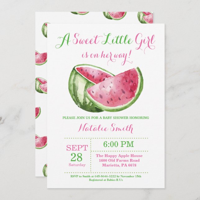 Watermelon Baby Shower Invitation (Front/Back)