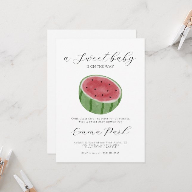 Watermelon Baby Shower Invitation (Front/Back In Situ)