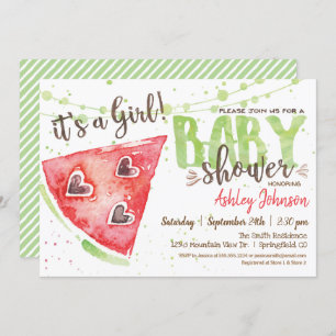 Watermelon Baby Shower invitation, Girl Invitation